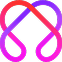 Das 2D LG AI Symbol wird frontal gezeigt und pr?sentiert eine Farbgebung in Pink und Lila.