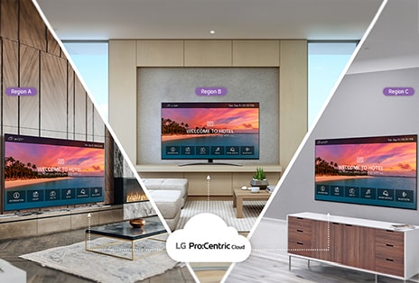 Die LG Pro:Centric Cloud-L?sung erm?glicht die Wiedergabe der gleichen Inhalte auf Hotelfernsehern an verschiedenen Standorten.