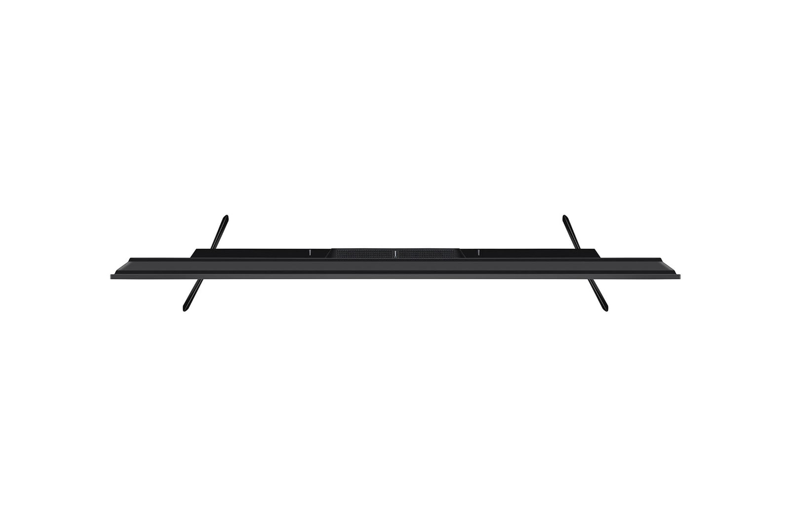 Draufsicht auf den LG UHD AI ThinQ 4K UT73 Smart TV zur Darstellung der Breite und der Fu?positionen.
