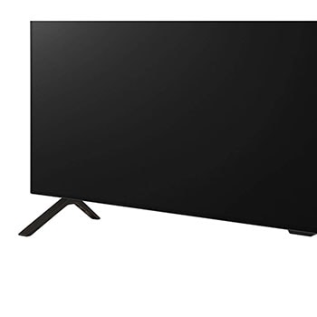 Detailansicht des Standfu?es des LG OLED AI B4 4K Smart TV mit schlanken Metallbeinen und strukturierter Oberfl?che.