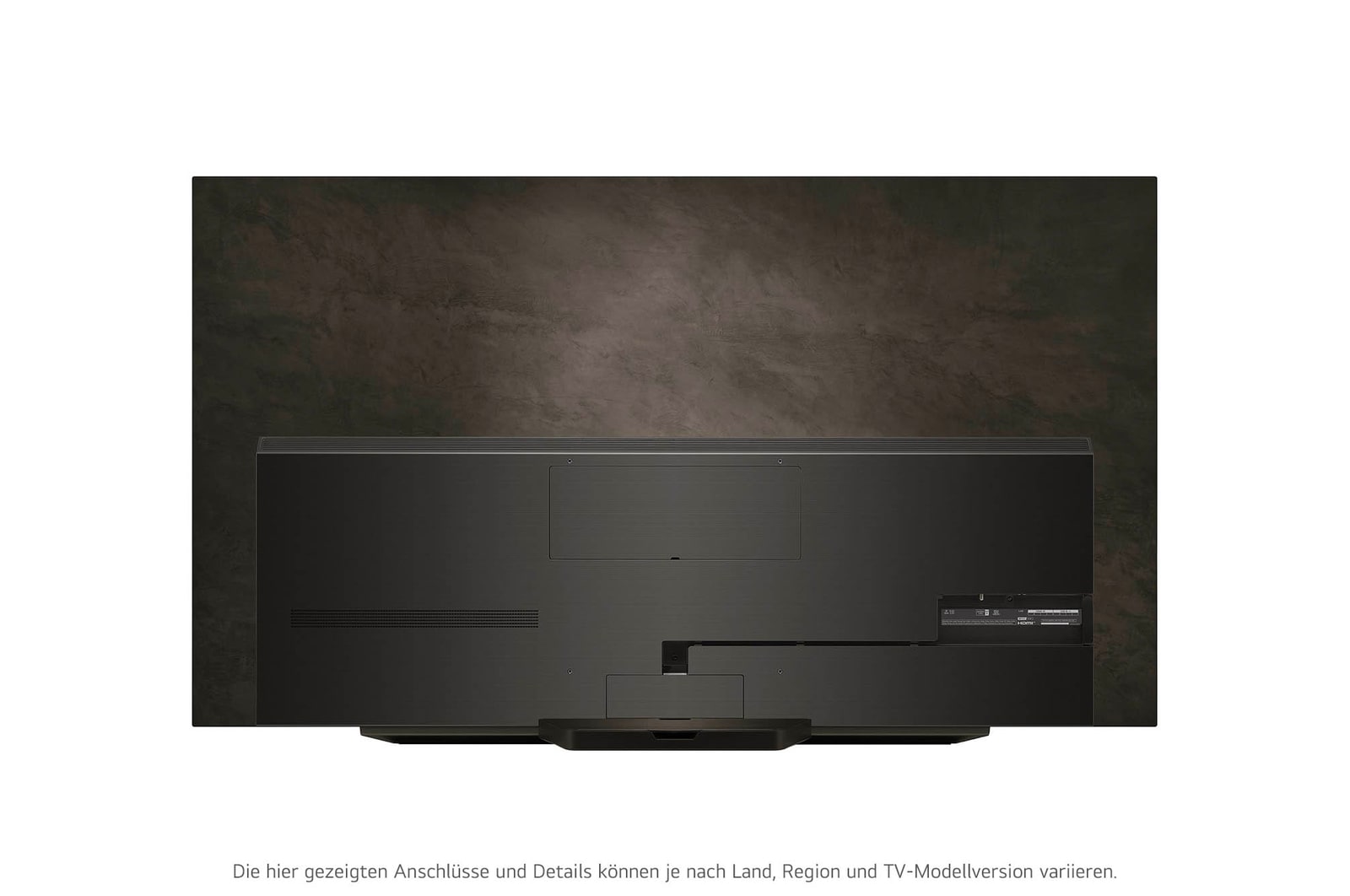 Rückansicht des LG OLED evo AI C4 4K Smart TV mit sichtbarem Standfu? und Anschlussfeld
