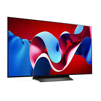 Rechtsansicht des LG OLED evo AI C4 4K Smart TV mit klarer Bildfl?che und dünnem Rahmen