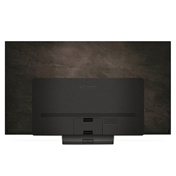 Rückansicht des LG OLED evo AI C4 4K Smart TV mit sichtbarem Standfu? und Anschlussfeld