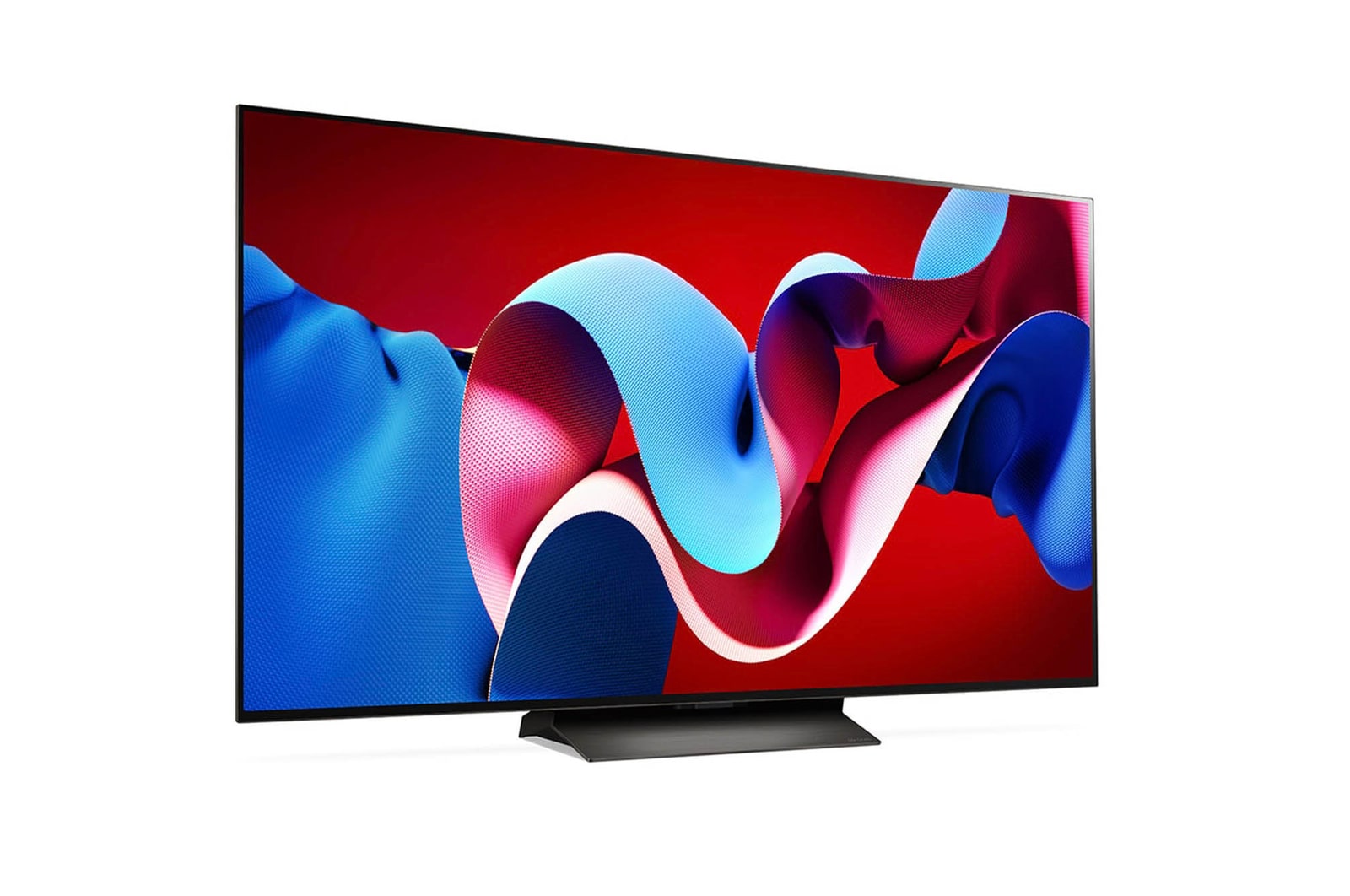 Rechtsansicht des LG OLED evo AI C4 4K Smart TV mit klarer Bildfl?che und dünnem Rahmen