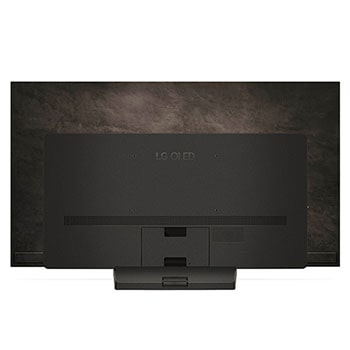 Rückansicht des LG OLED evo AI C4 4K Smart TV mit sichtbarem Standfu? und Anschlussfeld