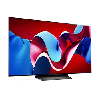 Rechtsansicht des LG OLED evo AI C4 4K Smart TV mit klarer Bildfl?che und dünnem Rahmen