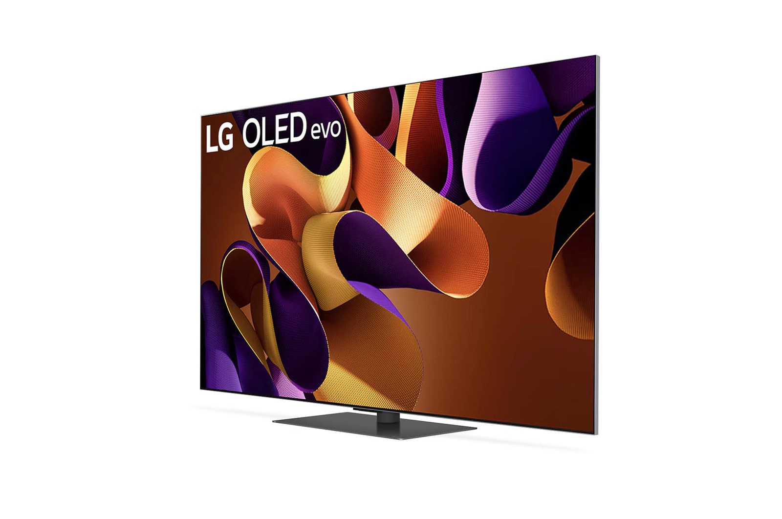 Linke Seitenansicht des LG OLED evo AI G4 4K Smart TV auf Standfu? mit besonders schlankem Profil