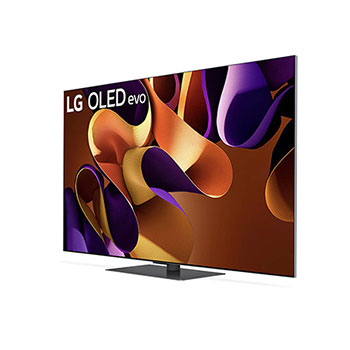 Linke Seitenansicht des LG OLED evo AI G4 4K Smart TV auf Standfu? mit besonders schlankem Profil