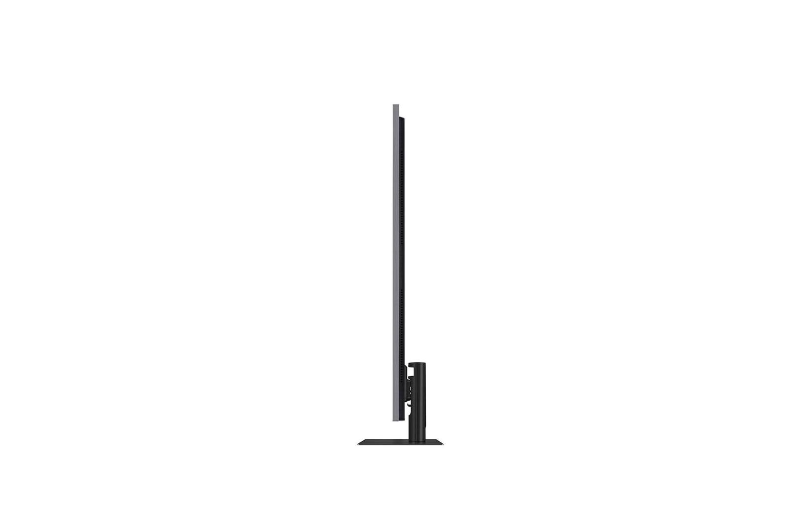Seitenprofil des LG OLED evo AI G4 4K Smart TV mit Standfu?, minimaler Tiefe und klaren Linien.