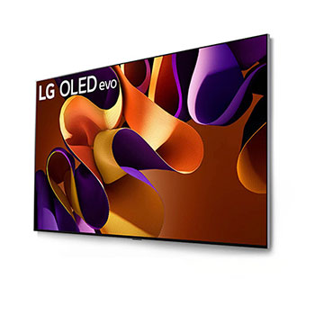 LG OLED evo AI G4 4K Smart Wand-TV aus st?rker geneigtem linken Blickwinkel mit nahtloser Wandintegration und beeindruckendem Bildschirm