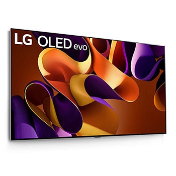 LG OLED evo AI G4 4K Smart Wand-TV aus st?rker geneigtem rechten Blickwinkel mit nahtloser Wandintegration