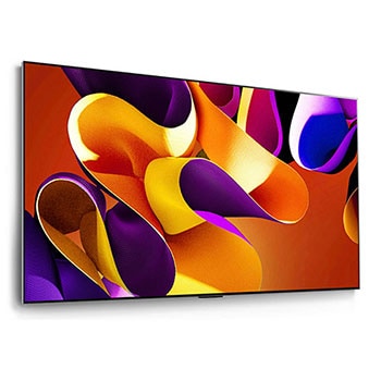 LG OLED evo AI G4 4K Smart Wand-TV aus st?rker geneigtem rechten Blickwinkel mit nahtloser Wandintegration