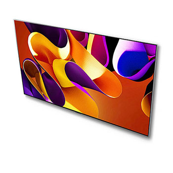 Linker Winkel des LG OLED evo AI G4 4K Smart Wand-TVs mit nahezu unsichtbarem Rahmen und ultraschlanker Form