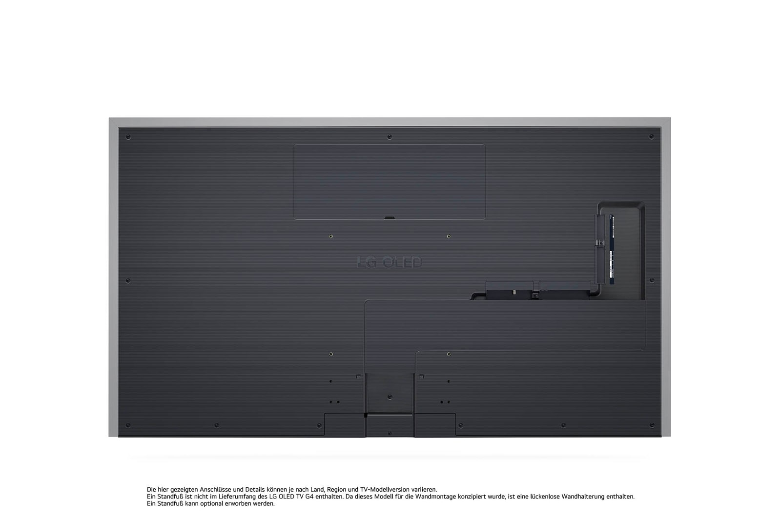 Rückansicht des LG OLED evo AI G4 4K Smart Wand-TVs mit aufger?umtem Kabelmanagement und flacher Wandmontage