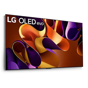 LG OLED evo AI G4 4K Smart Wand-TV aus st?rker geneigtem rechten Blickwinkel mit nahtloser Wandintegration