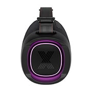 Vorderansicht des Woofers mit eingeschaltetem violetten Licht.