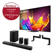 Vorderseite von 65 Zoll LG QNED86 4K Smart TV &#43; 5.1.1 Dolby Atmos Soundbar DS70TR mit 500 Watt 65QNED86T6A.DS70TR