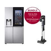 Vorderseite von Side-by-Side Kühlschrank mit InstaView Door-in-Door? (E, 635L, 179 cm hoch ) und Handstaubsauger Fantasy Silver im Set | GSXV90BSDE.CORE1S GSXV90BSDE.CORE1S