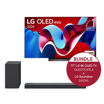 LG 77 Zoll LG OLED evo C4 4k Smart TV + 3.1.3 Dolby Atmos? Soundbar mit 400 Watt, OLED77C47LA.DSC9S