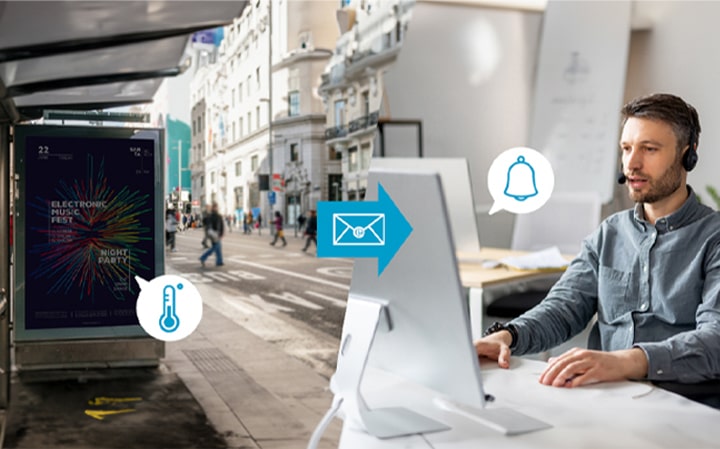 überschreitet die Temperatur externer Ger?te die eingestellte Grenze, wird automatisch eine E-Mail-Benachrichtigung an den Verantwortlichen gesendet.