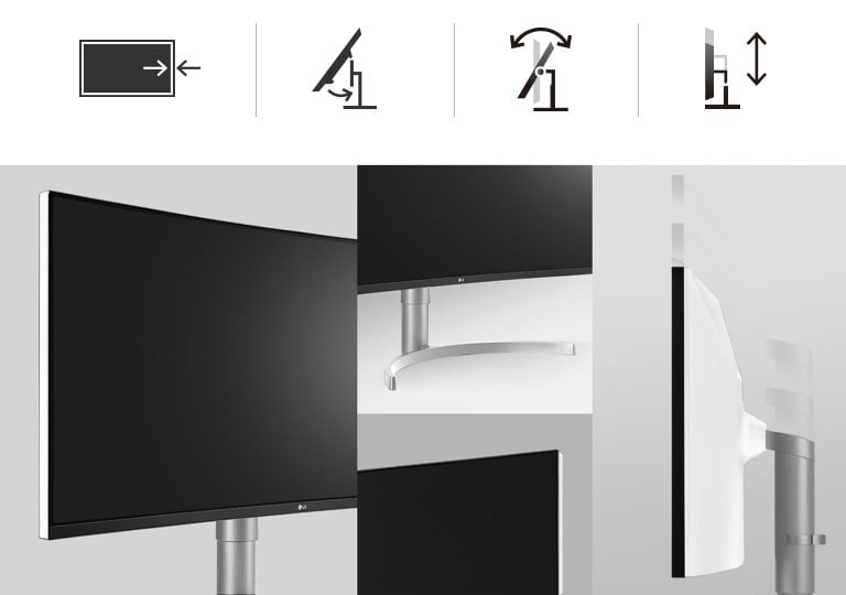 Ergonomisches Design: Nahezu randloses Design, One-Click-Standfu?, neigbar und h?henverstellbar
