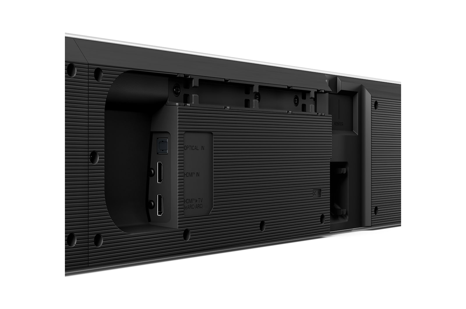 Schr?gansicht der Rückseite der LG Soundbar SG10TY