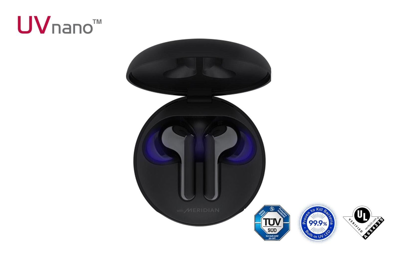 Vorderseite von LG TONE Free FN6 | schwarz | Wireless Earbuds mit MERIDIAN-Sound HBS-FN6