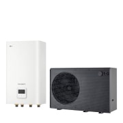LG Luft-Wasser-W?rmepumpe THERMA V: Anthrazitfarbiges Au?enger?t mit grauem wellenf?rmigem Gitter.	