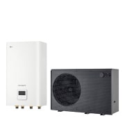 LG Luft-Wasser-W?rmepumpe THERMA V: Anthrazitfarbiges Au?enger?t mit grauem wellenf?rmigem Gitter.	