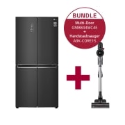 Vorderseite von Slim Fit Multi-Door Kühlschrank (E, 530L, 178,7cm hoch) &amp; Handstaubsauger Fantasy Silver im Set  I GMB844MC4E.A9K1S GMB844MC4E.A9K1S