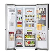 LG Side-by-Side Kühlschrank mit InstaView Door-in-Door? (E, 635L, 179cm hoch) mit Eis-, Crushed Ice- und Wasserspender & Festwasseranschluss | GSXV90BSAE, GSXV90BSAE
