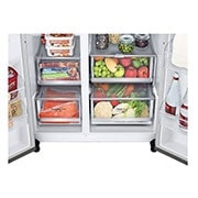 LG Side-by-Side Kühlschrank mit InstaView Door-in-Door? (E, 635L, 179cm hoch) mit Eis-, Crushed Ice- und Wasserspender & Festwasseranschluss | GSXV90BSAE, GSXV90BSAE