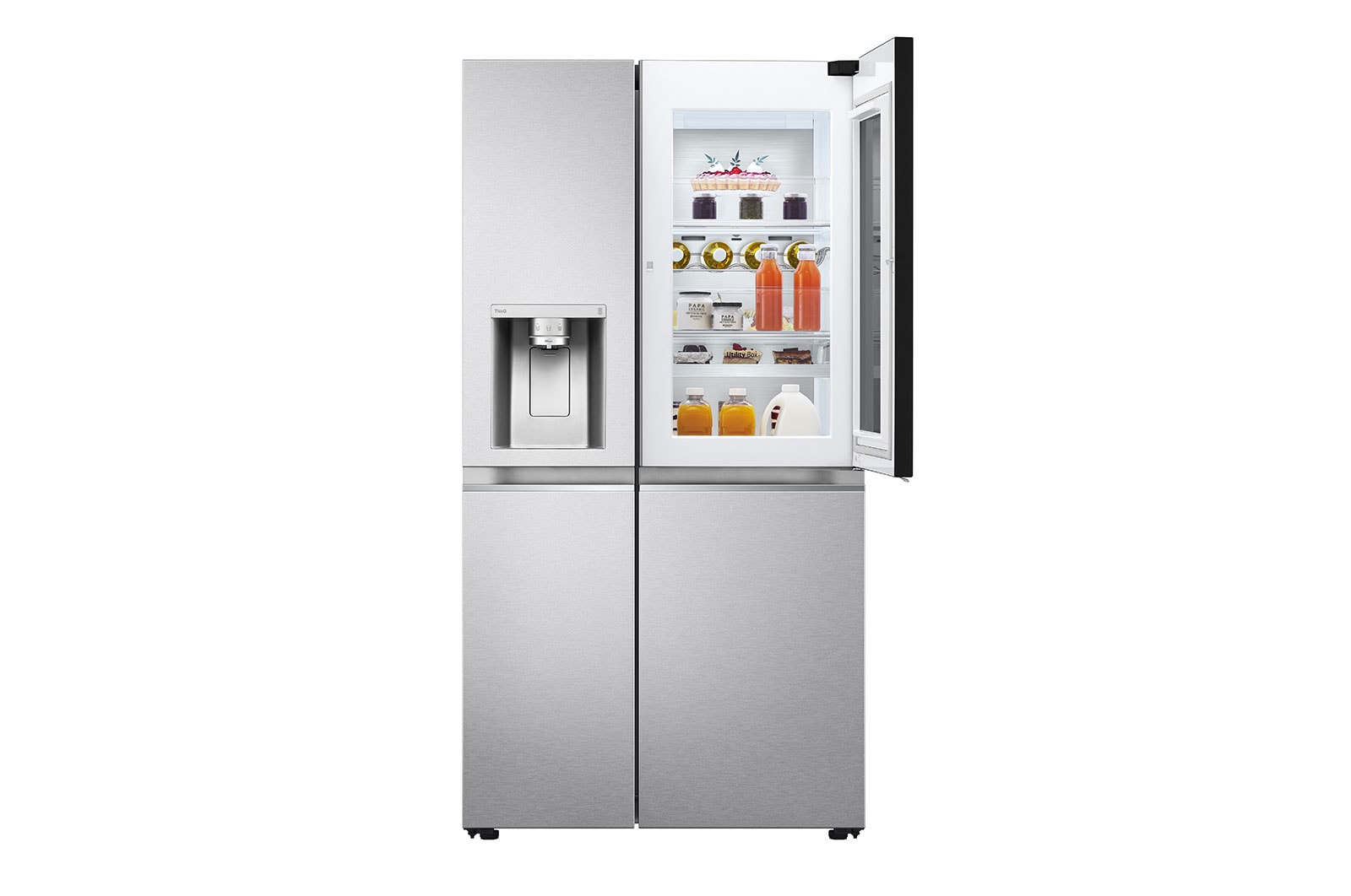 LG Side-by-Side Kühlschrank mit InstaView Door-in-Door? (D, 628L, 179cm hoch) mit Eis-, Crushed Ice- und Wasserspender & Festwasseranschluss | GSXE90MBDD, GSXE90MBDD