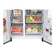 LG Side-by-Side Kühlschrank mit InstaView Door-in-Door? (D, 628L, 179cm hoch) mit Eis-, Crushed Ice- und Wasserspender & Festwasseranschluss | GSXE90MBDD, GSXE90MBDD
