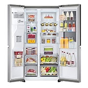 LG Side-by-Side Kühlschrank mit InstaView Door-in-Door? (D, 628L, 179cm hoch) mit Eis-, Crushed Ice- und Wasserspender & Festwasseranschluss | GSXE90MBDD, GSXE90MBDD