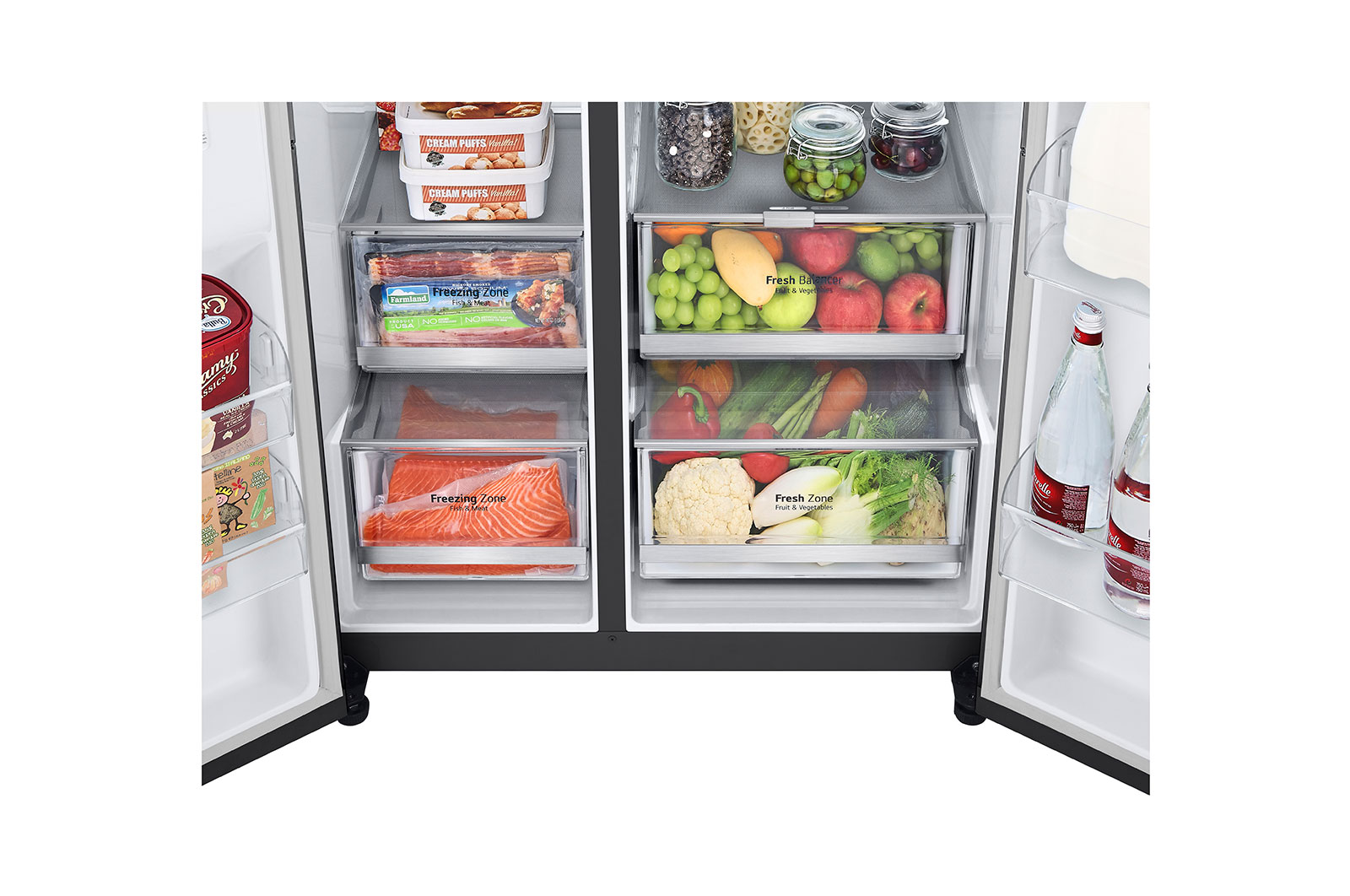 LG Side-by-Side Kühlschrank mit InstaView Door-in-Door? (E, 635L, 179cm hoch) mit Eis-, Crushed Ice- und Wasserspender & Festwasseranschluss | GSXV90MCAE, GSXV90MCAE