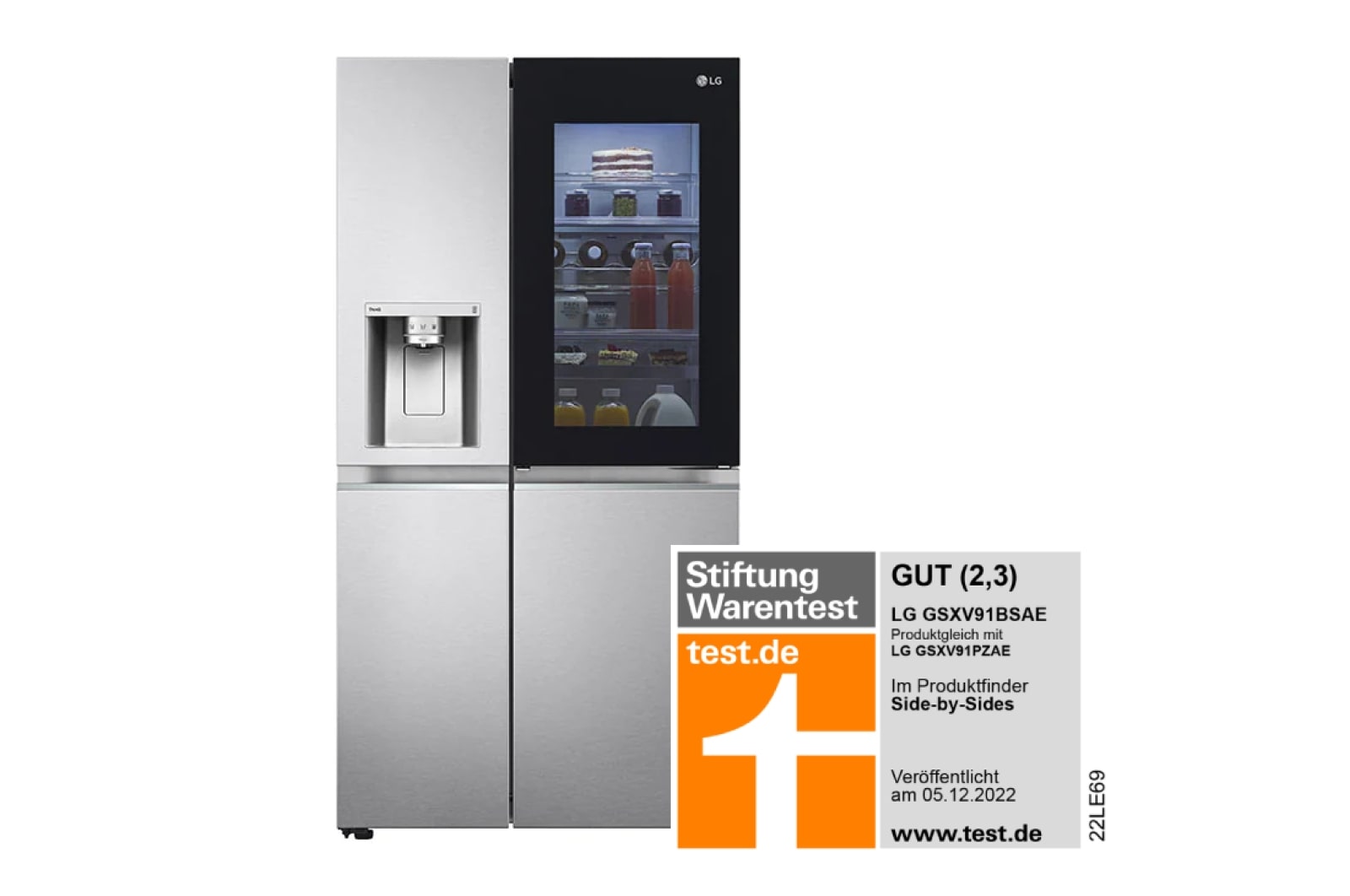 LG Side-by-Side Kühlschrank mit InstaView Door-in-Door? (E, 635L, 179cm hoch) mit Eis-, Crushed Ice- und Wasserspender & internem Wassertank | GSXV91BSAE , GSXV91BSAE