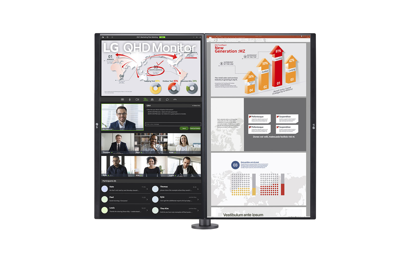 LG Ergo-Dual-QHD-Monitor 27 Zoll und Daisy Chain, 27QP88DP-BS