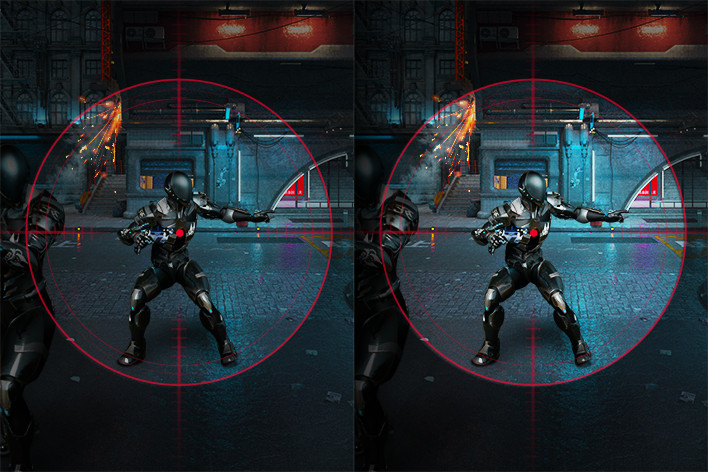 Vergleich des Black Stabilizer - Das linke Bild zeigt den Black Stabilizer ?aus“, das rechte Bild den Black Stabilizer ?ein“