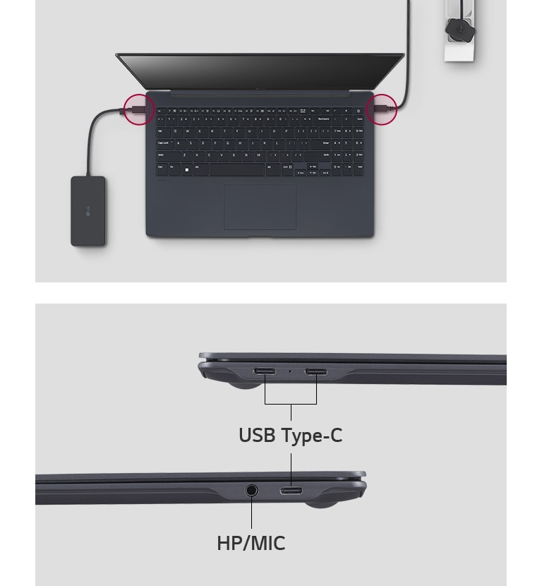 LG gram hat USB Type-C?-Anschlüsse auf beiden Seiten.