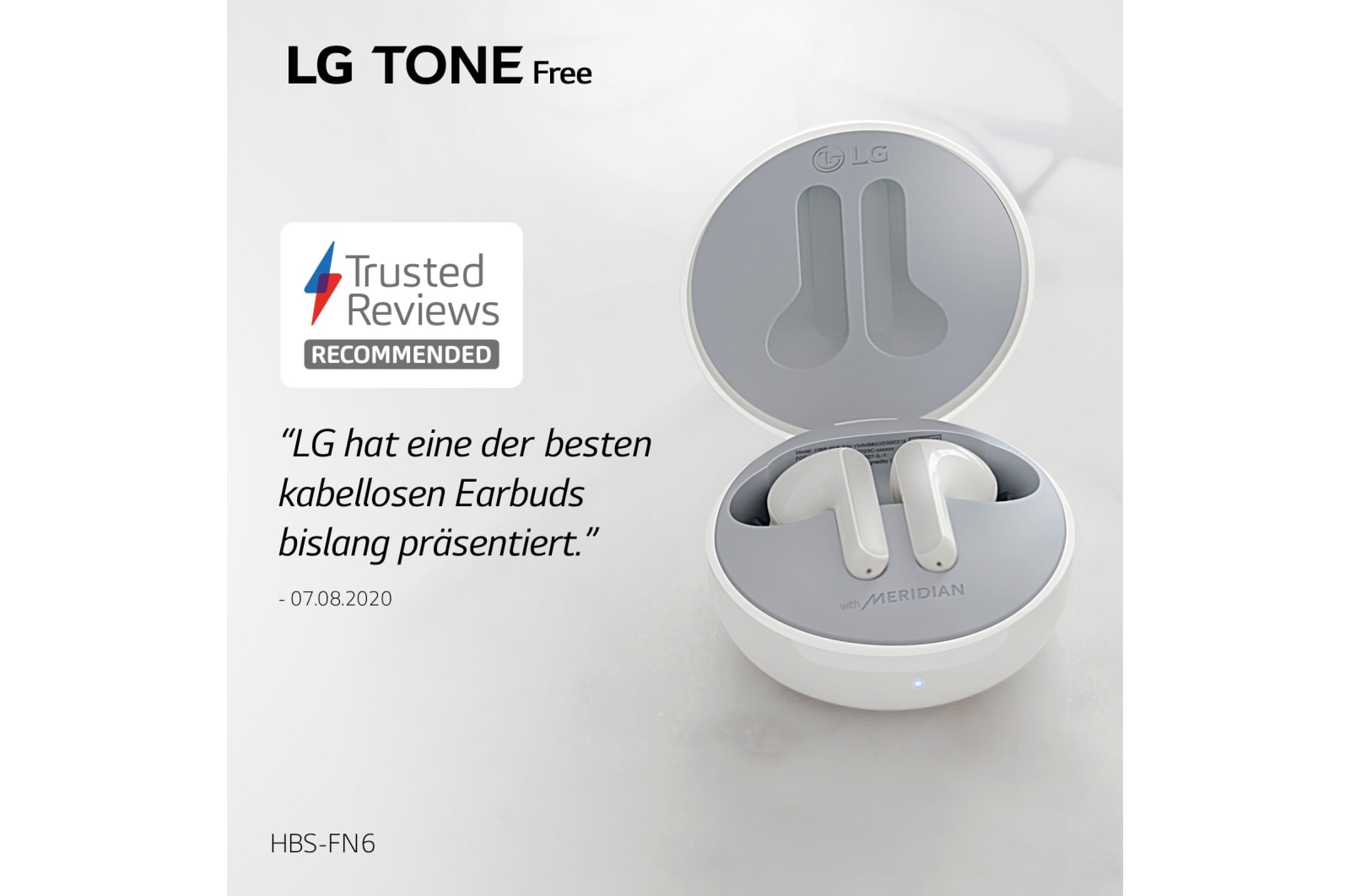 LG TONE Free FN6 | wei? | Wireless Earbuds mit MERIDIAN-Sound, HBS-FN6 White