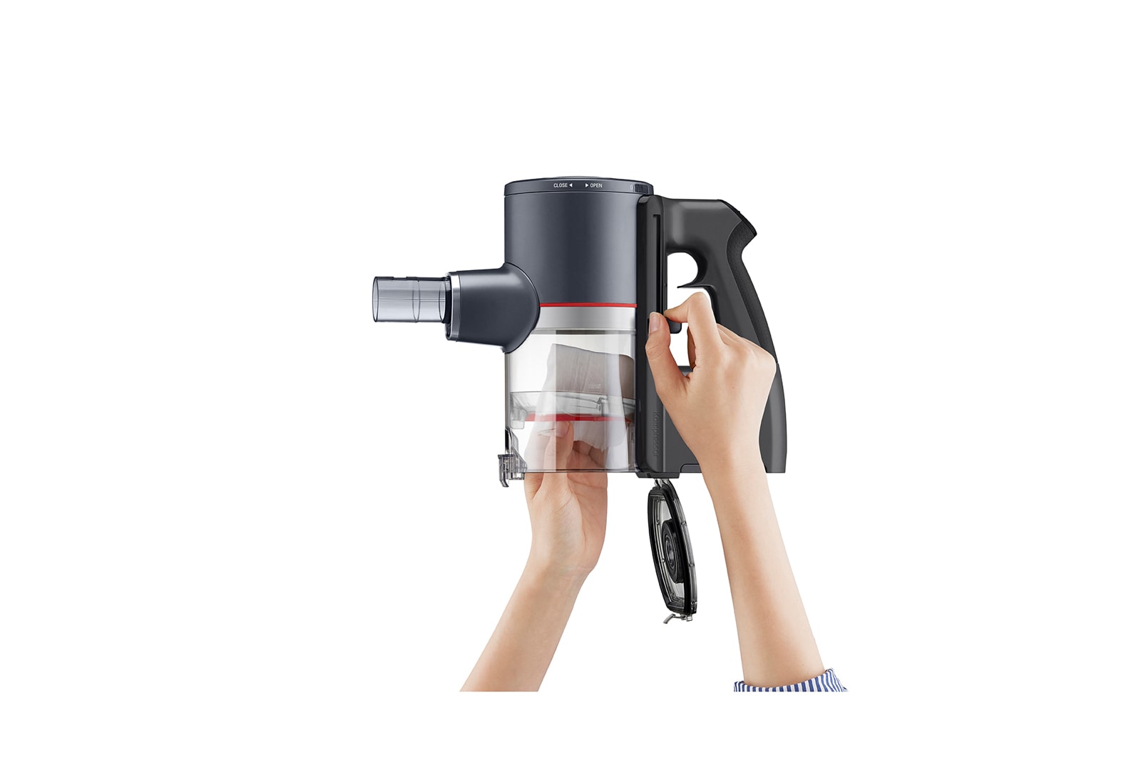 LG Akku-Staubsauger Iron Grey (112cm hoch) mit zwei Akkus, drei verschiedenen Saugstufen & Smart Inverter Motor? | A9K-PRO1G, A9K-PRO1G