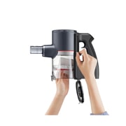 LG Akku-Staubsauger Iron Grey (112cm hoch) mit zwei Akkus, drei verschiedenen Saugstufen & Smart Inverter Motor? | A9K-PRO1G, A9K-PRO1G