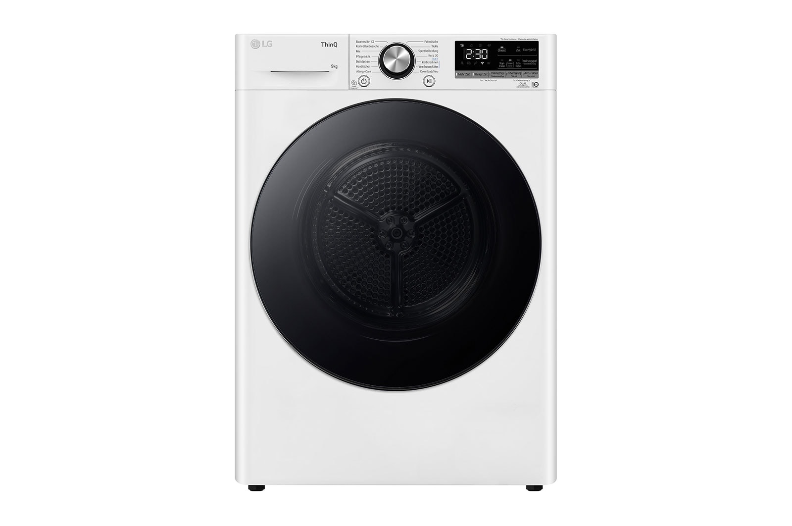 Vorderansicht des 9 kg W?rmepumpentrockners mit selbstreinigendem Kondensator Wei?, RT90V9W