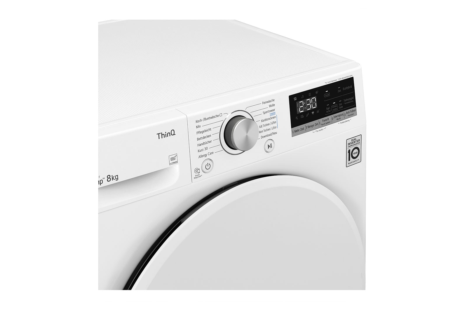 LG Trockner Wei? (A++, 8 kg) mit Dual Inverter W?rmepumpentechnologie & selbstreinigendem Kondensator I V3RT8N, V3RT8N
