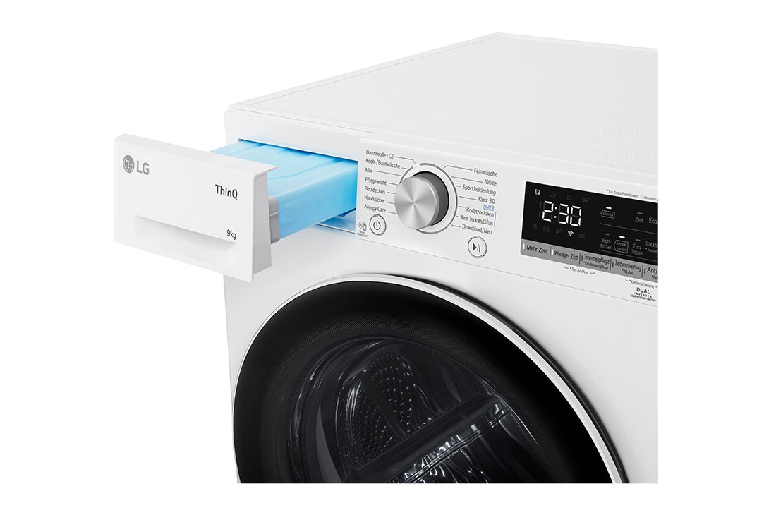 LG Trockner Wei? (A+++, 9 kg) mit Dual Inverter W?rmepumpentechnologie & selbstreinigendem Kondensator I V9R09TC, V9R09TC