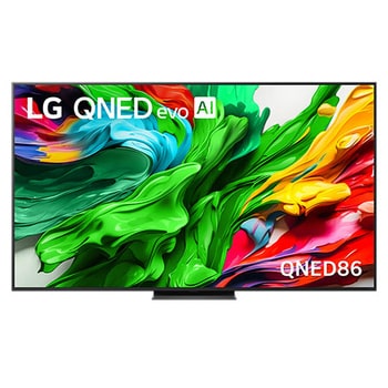 Frontansicht des 75 Zoll LG QNED evo AI QNED86 MiniLED 4K Smart TV 