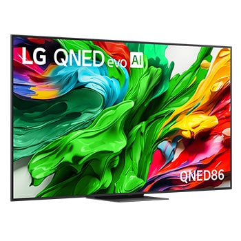 Rechts abgewinkelte Seitenansicht des LG QNED evo TV von rechts
