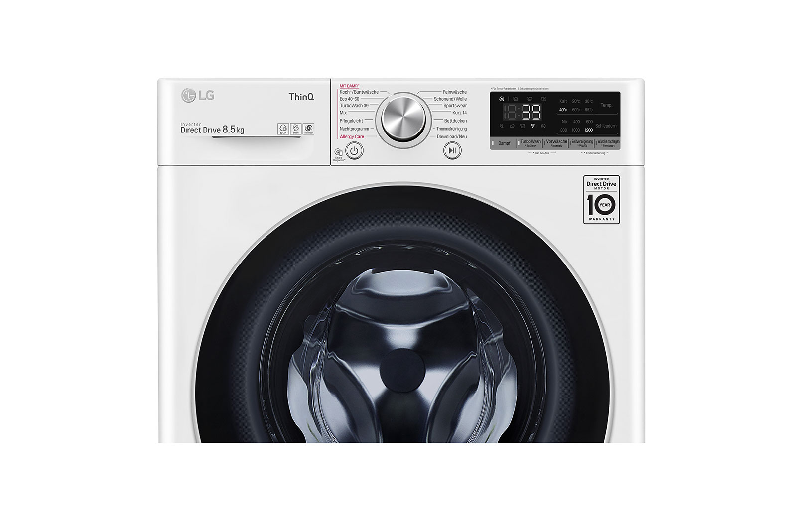 LG Waschmaschine SLIM (8,5 kg, 1.170 U./Min., EEK A) mit AI DD?, Steam & TurboWash?360° | F2V7SLIM8E, F2V7SLIM8E