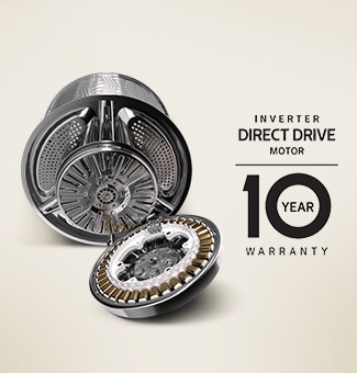 Es gibt ein Logo für den Motor einer Waschmaschine und einen Inverter DirectDrive?-Motor mit 10-j?hriger Garantie.